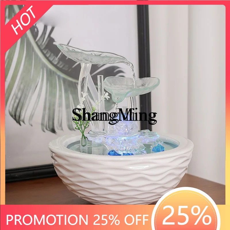 

SM home creative modern simple home office decoration desktop green plant coffee table flowing water ornament