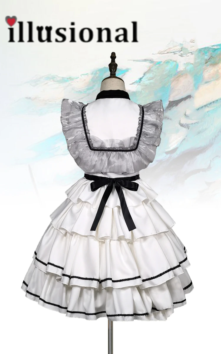 illusional Final Fantasy XIV FF14 Quaintrelle's Ruffled Dress Cosplay Costume Game H alloween Costumes women summer dress