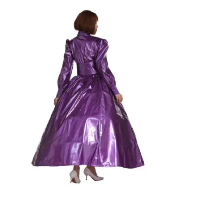 Girly French Goth Punk Purple PVC Prom Dress Dress Uniform Crossdress Cosplay Costume Adult Women\'s Fantasy Carnival