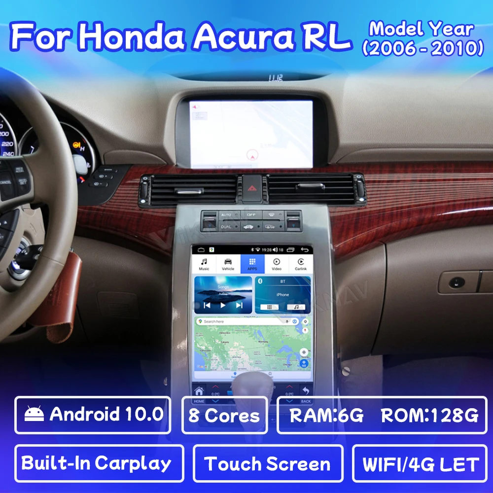 12.3 Inch Android Car Radio Tesla Style For Honda Acura RL 2006-2010 Multimedia Player GPS Carplay WIFI Head Unit Touch Screen