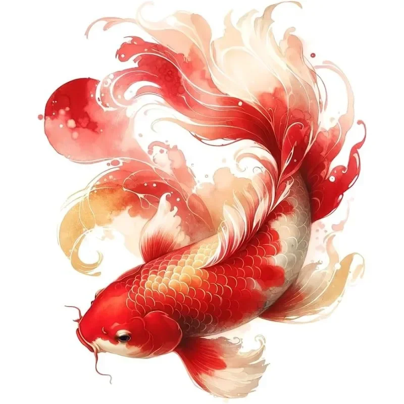 Red Koi Watercolor Sticker 1PC Waterproof Vinyl Decal for Car Motorcycle Window Japanese Style Exterior Body Decor
