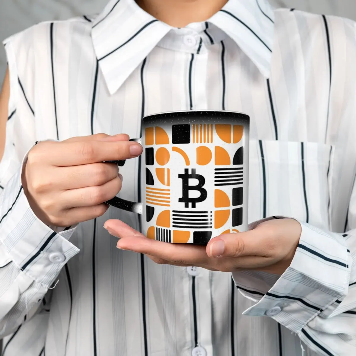 Bitcoin Geometric Deconstruction Bauhaus Crypto Mug Funny Ceramic Coffee Cups Tea Mugs Milk Cup Drinkware Gifts for Woman Man