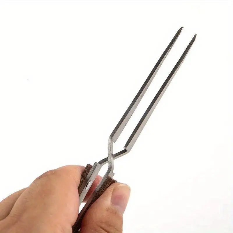 2Pcs/set Stainless Steel Cross Locking Self Closing Insulated Tweezer Straight Elbow Tip Jewelry Soldering Craft Repair Tool - view 3