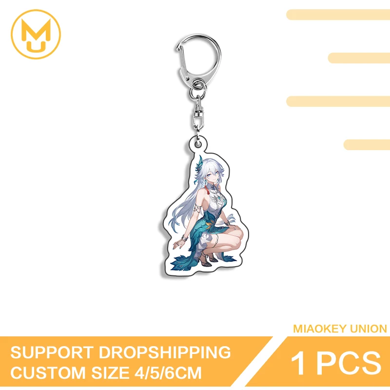 Honkai Star Rail Yao Guang Squatting Girl Keepsake Gift Artistic Double Sided Keyring Lobster Clasp Creative Amusing Jewelry