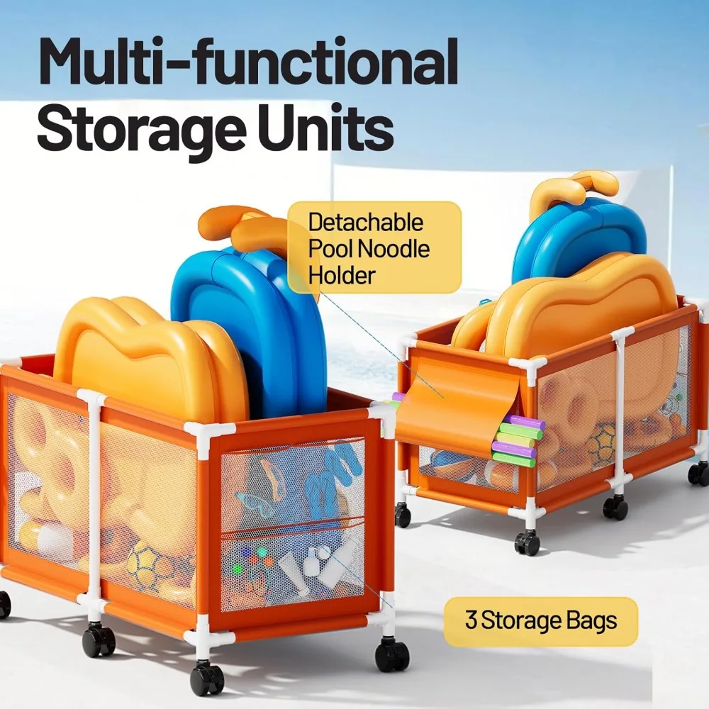 

280 Gallon 69" L Extra Large Swimming Pool Storage Bin, Pool Noodles Holder, Toys, Floats, Balls and Floats - HOME