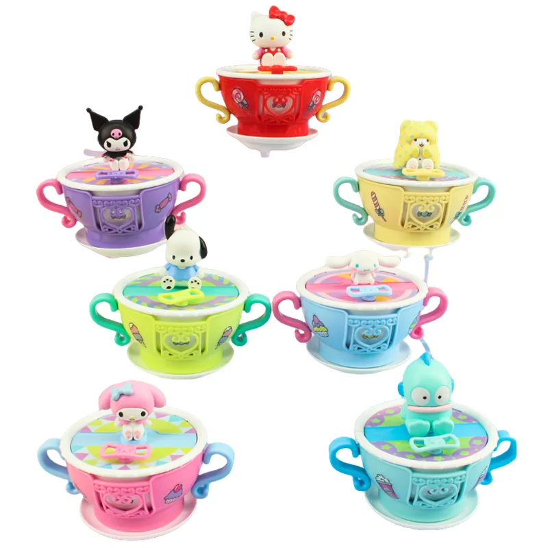 Sanrio Hello Kitty Kuromi ma mélodie Pochacco cannelle dessin animé figurines rotatif Clink tasse série bloc de construction enfants jouets
