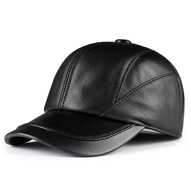 Winter middle-aged and old people's Genuine leather cap fashion men and women's baseball cap goat skin casual cap thin