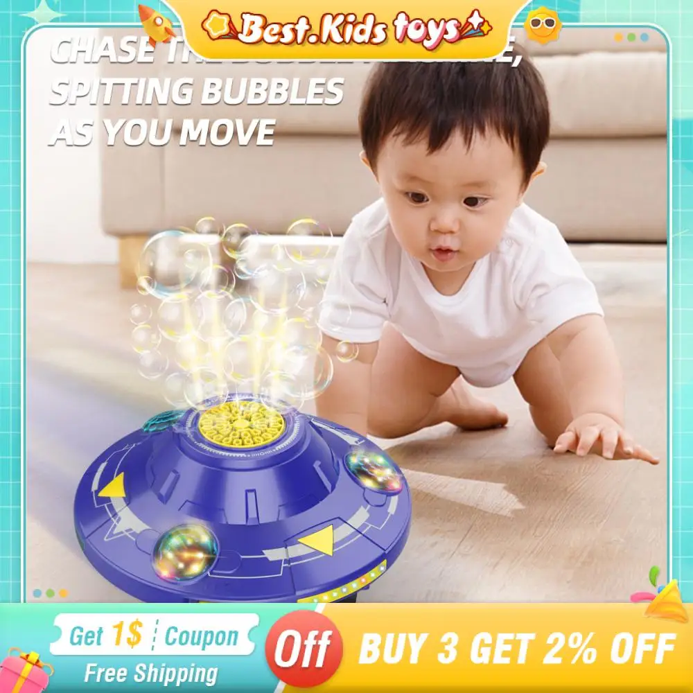 

32 Hole Flying Saucer Intelligent Rotating Bubble Machine Kids Toys Obstacle Avoidance Automatic Soap Blowing Outdoor Party Game