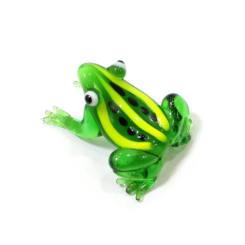 2 Stück Bunte Mini-Glas-Tierfiguren Niedliche Frosch-Miniatur-Statuen Ornamente für Zuhause Tischdekoration Feengarten Bonsai Deko-Zubehör – Detail 3