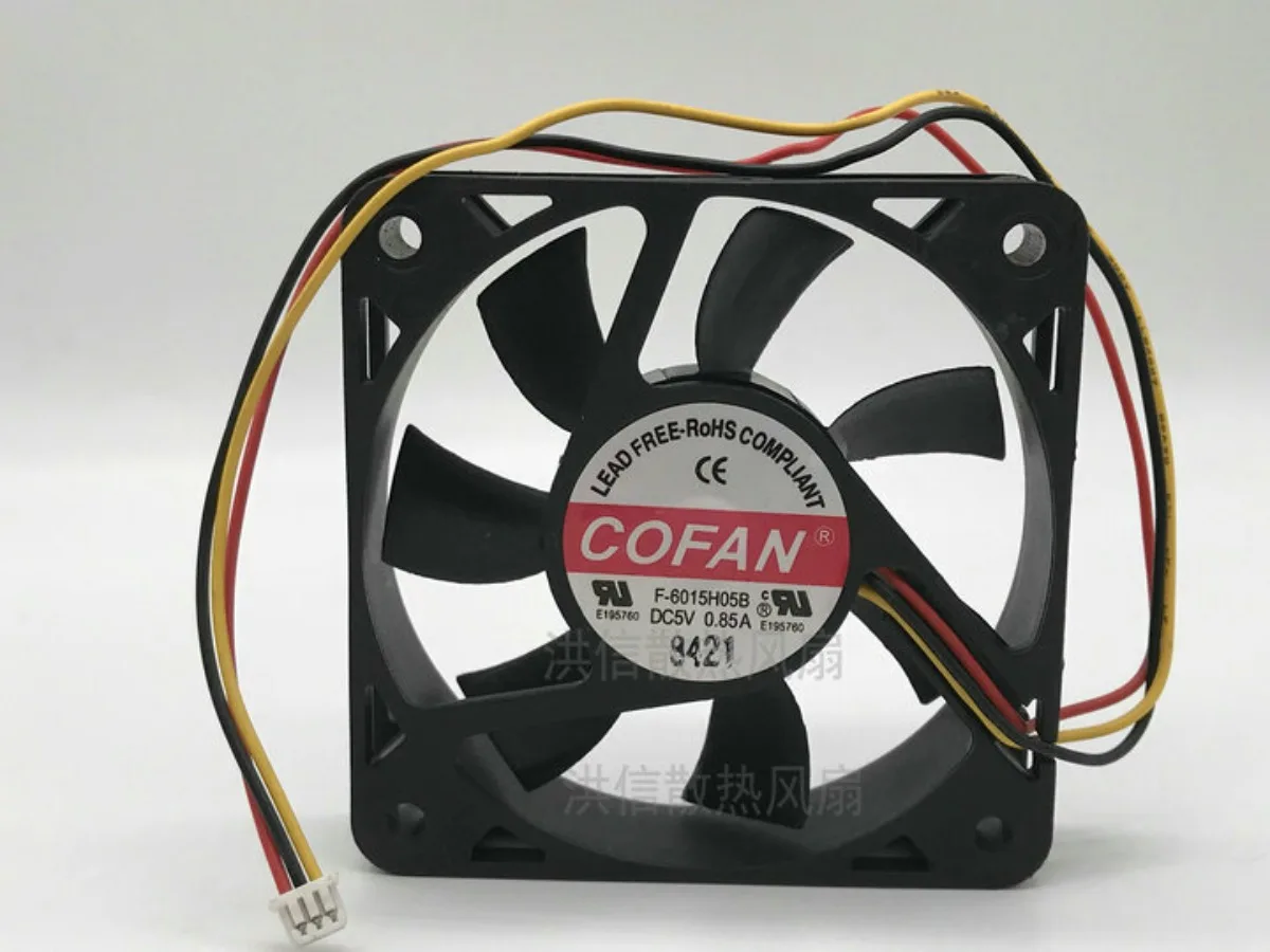 For COFAN F-6015H05B 5V 0.85A 3-wire double bead bearing DC cooling fan
