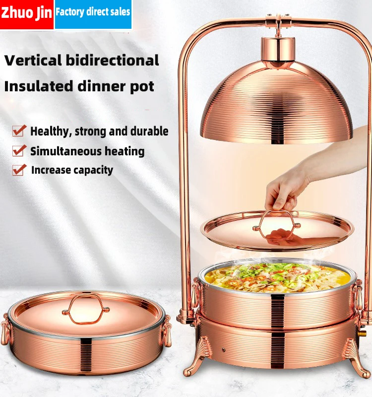 6L Electric Food Heater Buffet Set Dining Rose Gold Stainless Steel Food Station Food Light Supply Heating Stove Buffet Stove