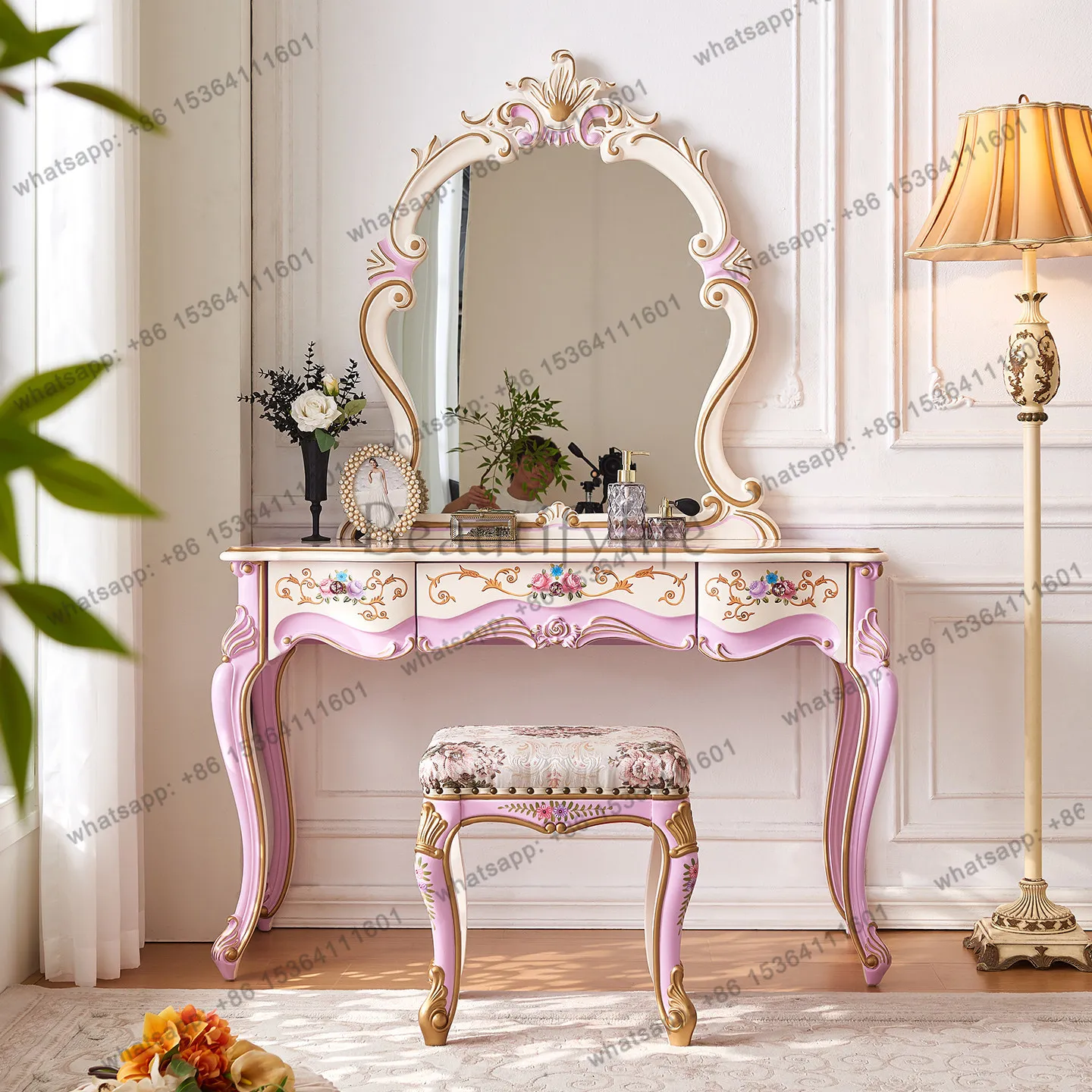Factory direct sales purple French all solid wood high-end cloakroom master comb makeup
