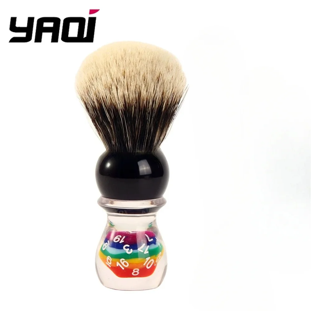 2026-shaving-brush-yaqi-26mm-lucky-dice-two-band-badger-hair-mens-shaving-brush-holder-birthday-gift-for-boyfriend