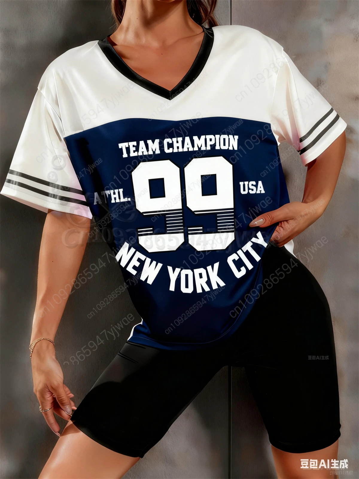 نيويورك كاليفورنيا Babygirl مطبوعة نمط جيرسي تي شيرت الصيف المرأة الخامس الرقبة التجفيف السريع ملابس رياضية قصيرة الأكمام الطرف المحملة #5