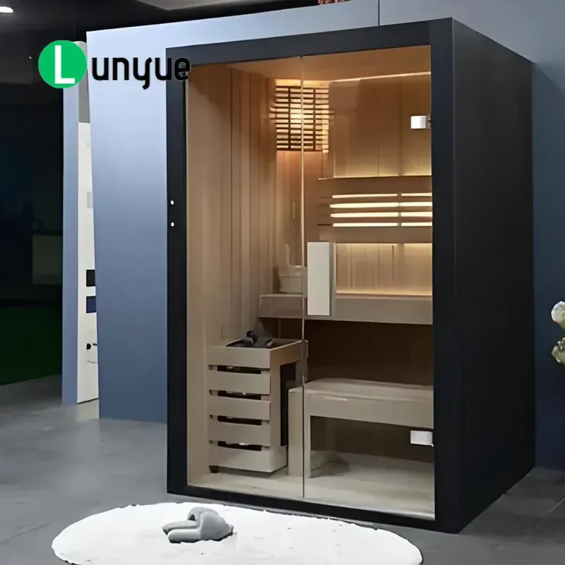 Indoor Sauna Room for 1-2 People Traditional Dry Steam Heater Home Spa Wellness Wood Burning Stove Compact Design Easy