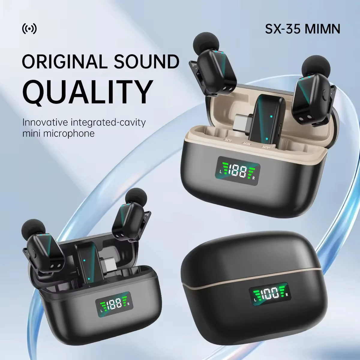  SX35 Super Mini Lavalier Microphone, Wireless Lapel Mic for Outdoor Live Streaming, Noise Reduction Compatible with Smartphone