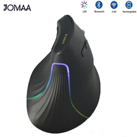 Jomaa Vertical Backlight Mouse Bluetooth Wireless Ergonomic Mouse with 5 Buttons,Rechargeable 2.4G Mice, Prevention of Mouse Arm