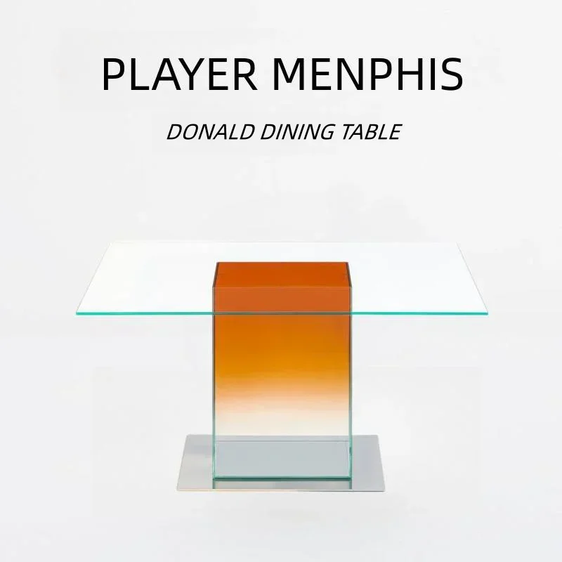 Italian glass dining designer home coffee negotiation table Internet celebrity modern simple square