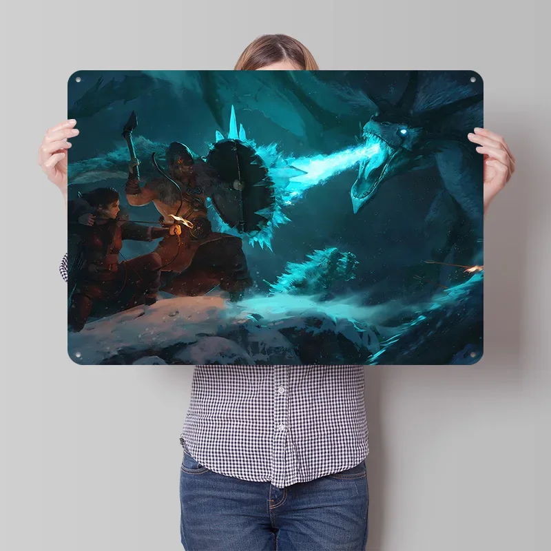 Vector Valheim 3D Texture Metal Poster Customized Wall Art Tin Sign Gift for Mancave Room Decorating Interior Custom Plate House