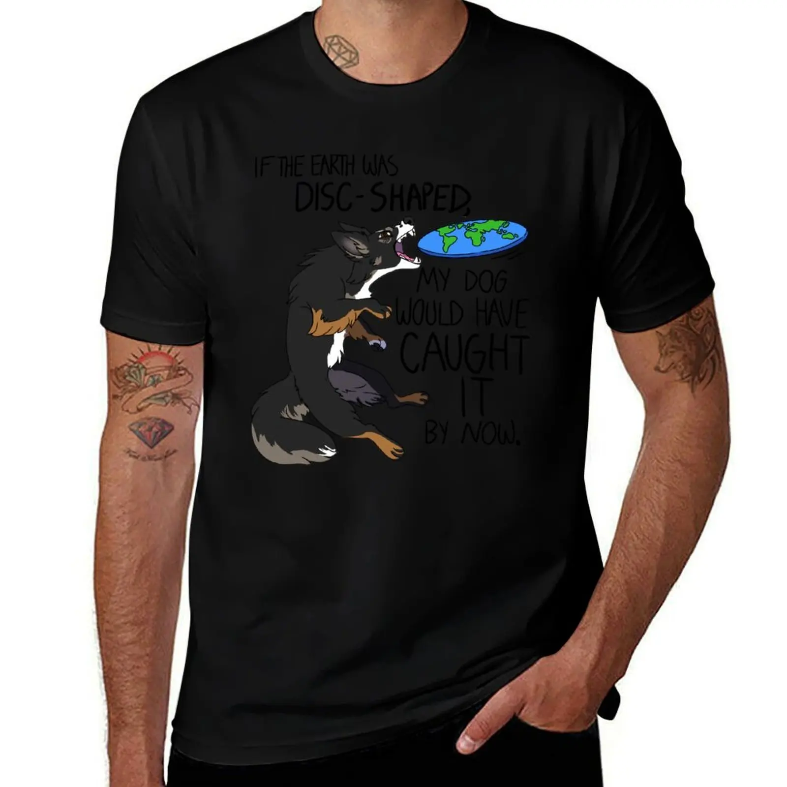 Disc Dogs Against Flat Earthers- Black T-Shirt Halloween Theme T-Shirt