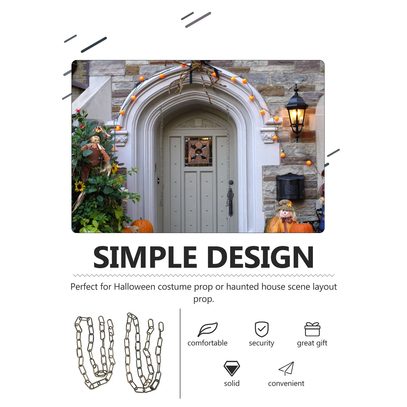 

2Pcs Plastic Barrier Chain Halloween Prop Durable Lightweight Pe Material Simulation Iron Chain Party Decoration