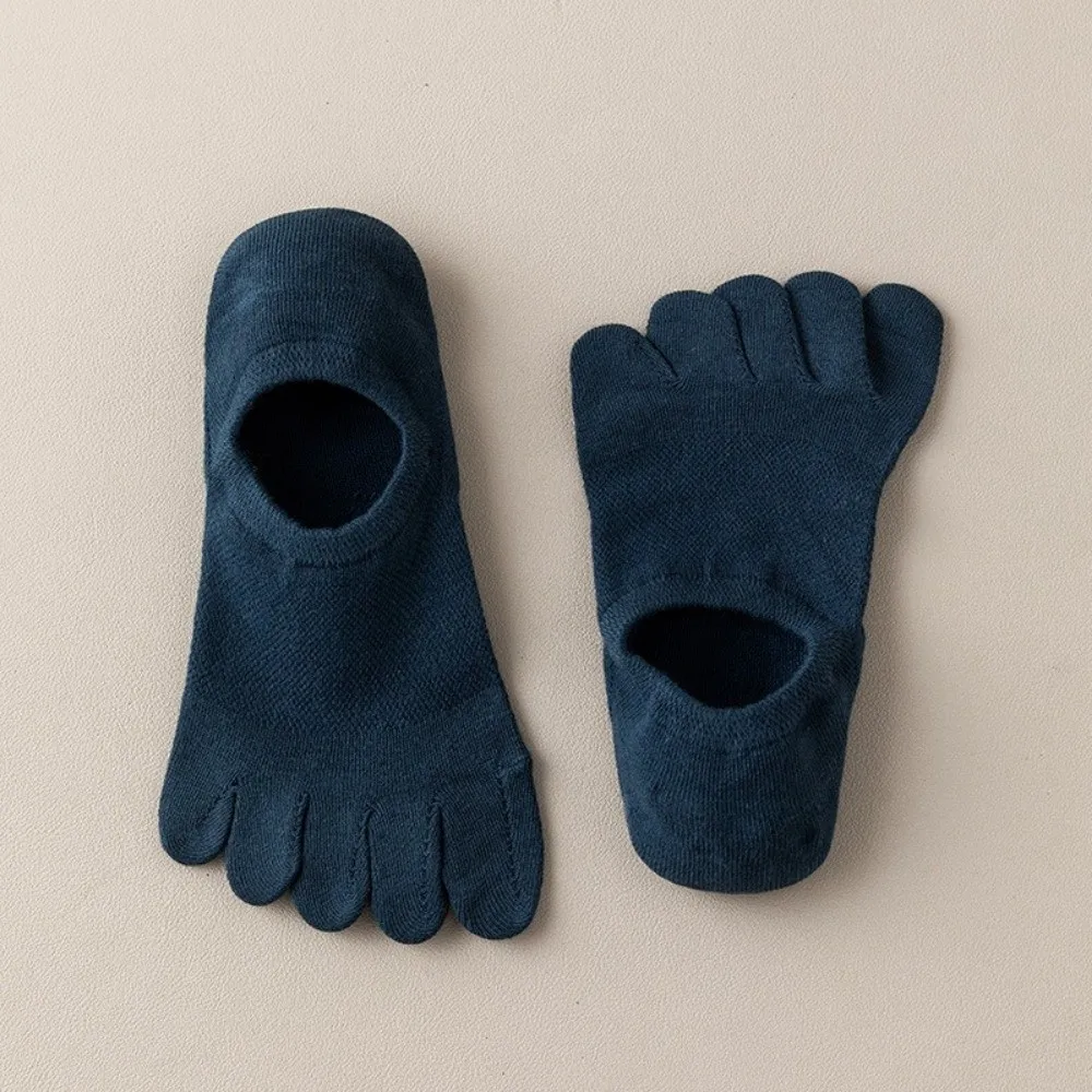 Sports Socks Cotton Five Finger Socks Anti-Slip Solid Color No-Show Socks Breathable Mesh Thin Toe Separate Socks Men's Use