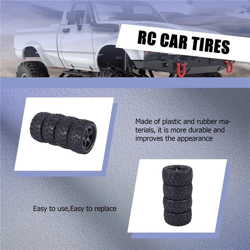 

【AA04】4Pcs Rubber Tires Tyre Wheel P6973 For Remo Hobby Smax 1621 1625 1631 1635 1651 1655 1/16 RC Car Upgrade Parts