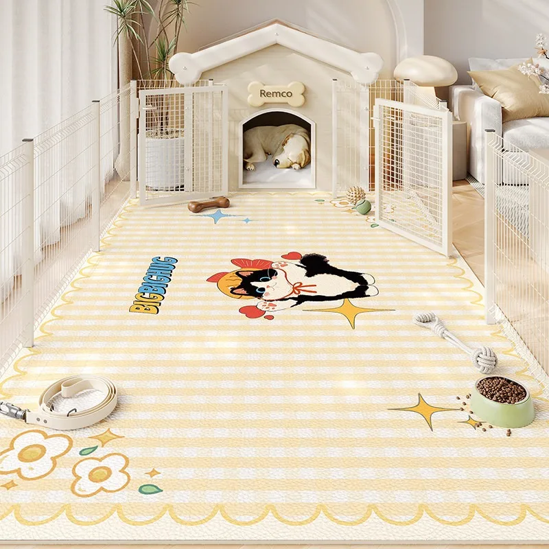 Cute Kittens Puppies PVC Leather Rug Waterproof Oil-proof Stain-resistant Kitchen Carpet Large Area Non-slip Floor Mats Tapis 러그