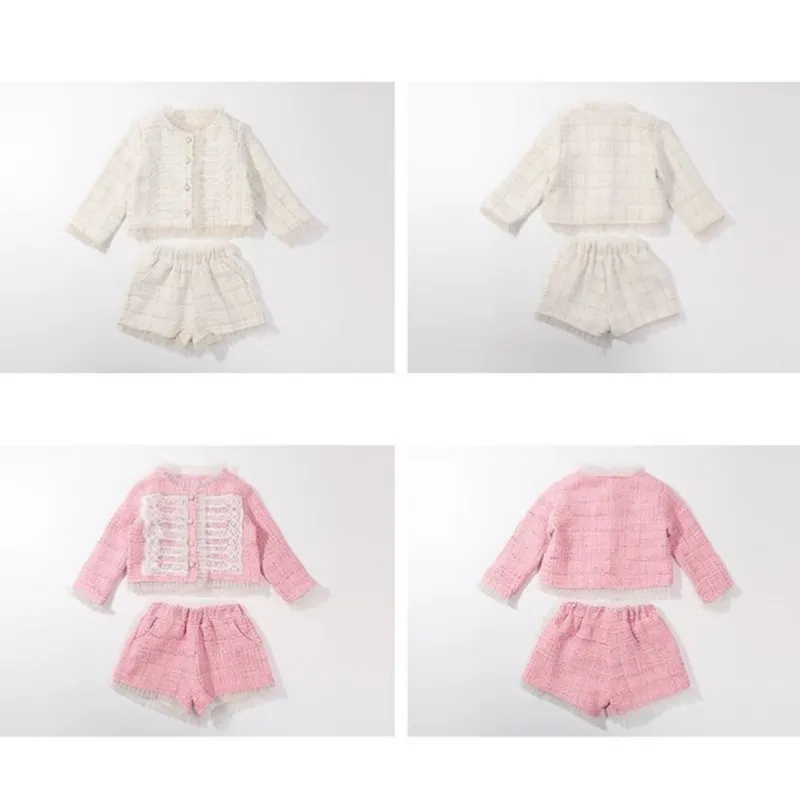 Baby Girl Princess Clothes Set Jacket+Shorts 2PCS Infant Toddler Elegant Suit Party Wedding Birthday Baby Clothing Set 1-10Y