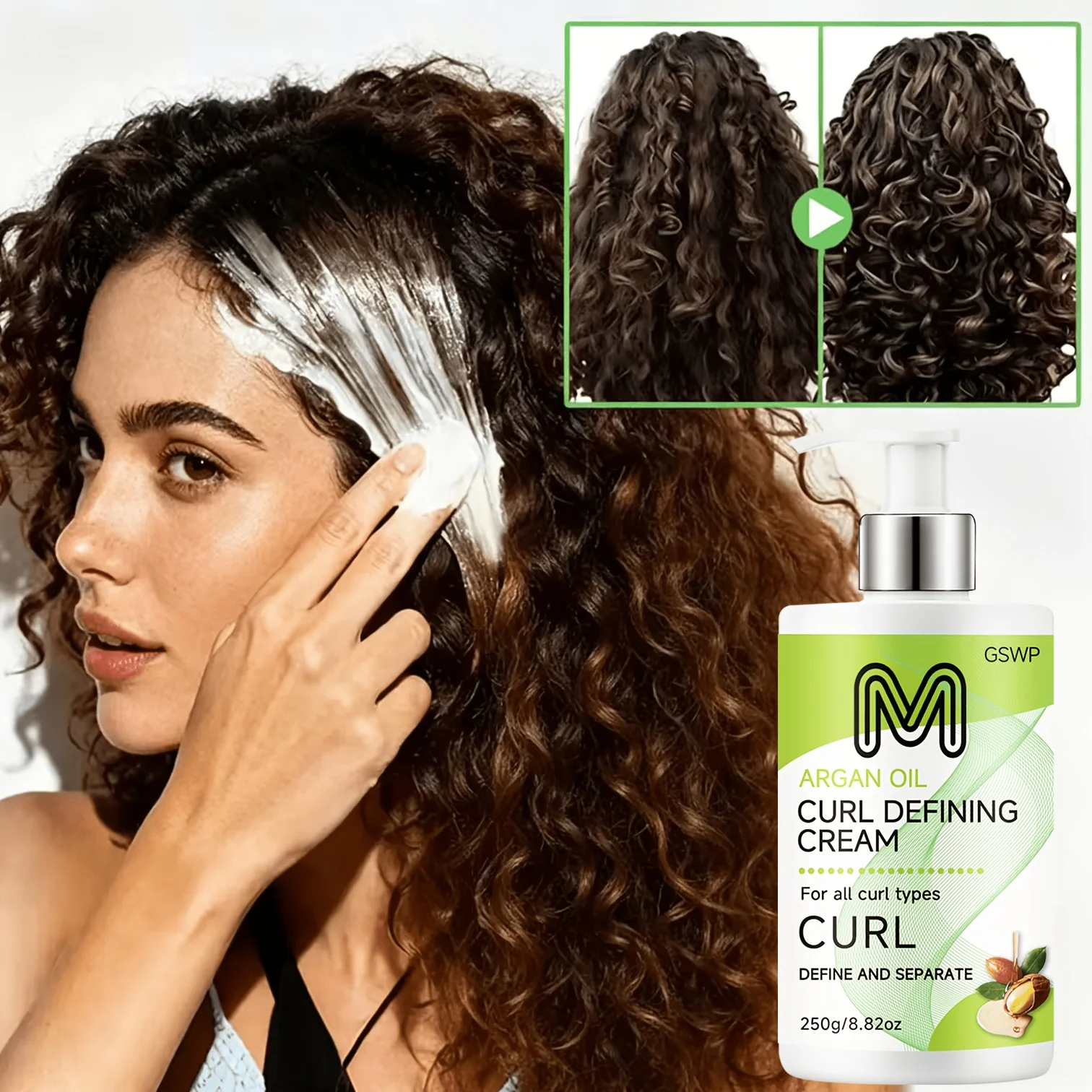 

GSWP Curl Defining Cream, containing, castor oil, keratin, styling curls, controlling frizz.250/500g