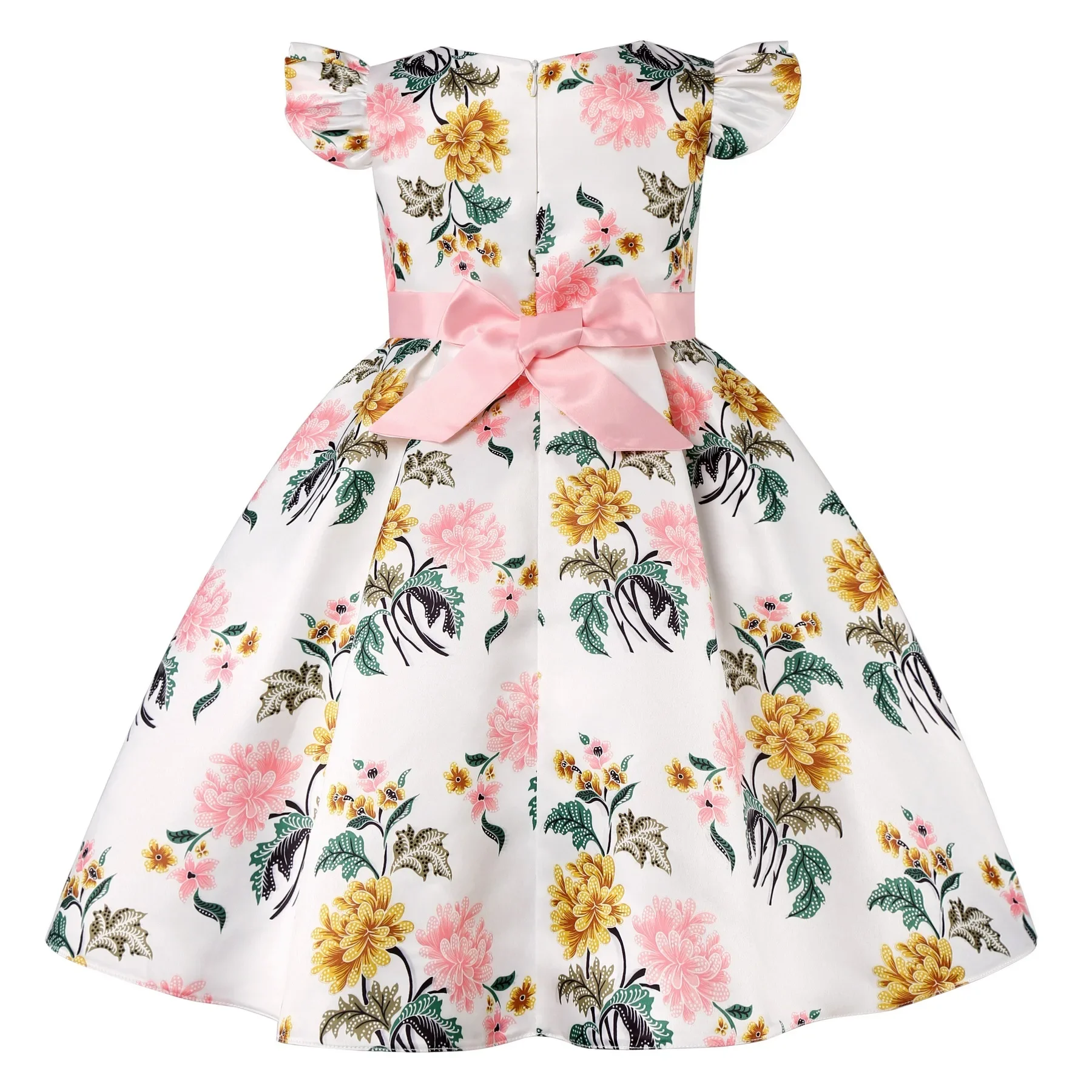 Vintage Print Cotton Princess Dress for Girls Casual Flower Pattern European Style Children's Holiday Party Dress 2-10 Ye