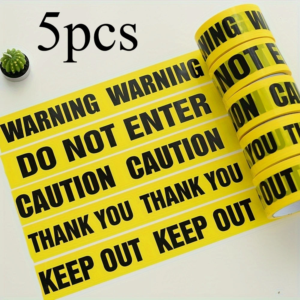 5pcs Halloween Decoration Party Tape - Black & Yellow Hazard Warning Safety Stripe Tape For Walls, Floors, Pipes & Equipment