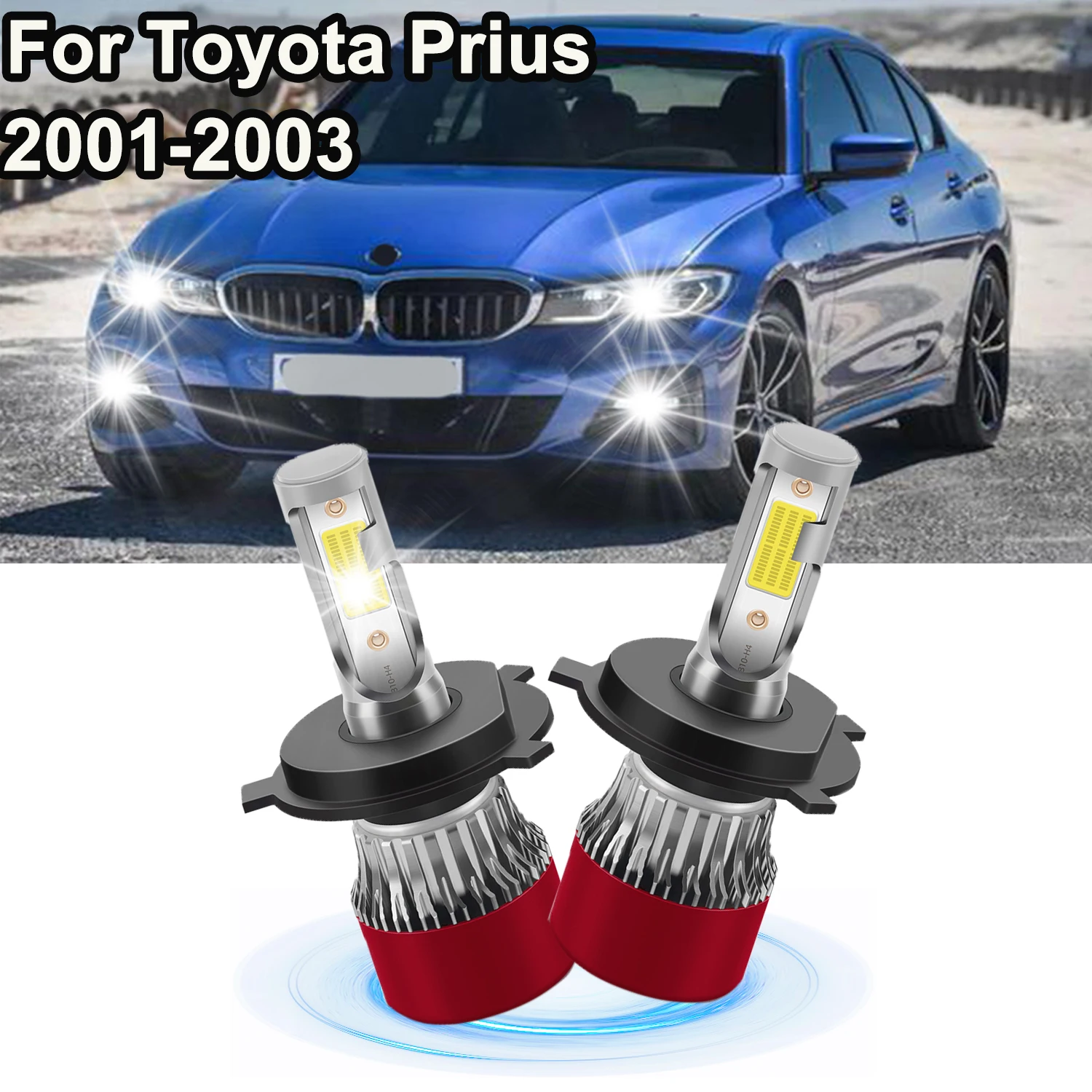 

2 шт. H4 светодиодные лампы для фар для Toyota Prius 2001-2003, лампы дальнего/ближнего света с турбовентилятором, охлаждающие лампы с быстрым рассеиванием