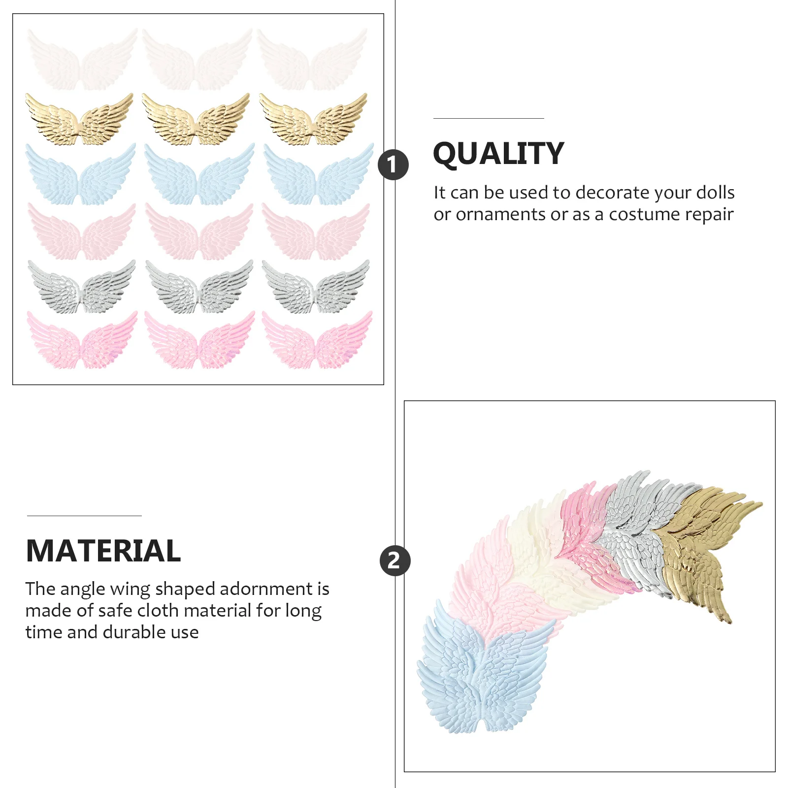 

18Pcs Angel Wing DIY Ornaments Cloth Material Decorative Accessories for Christmas Party Kids Room Home Office Warm Atmosphere