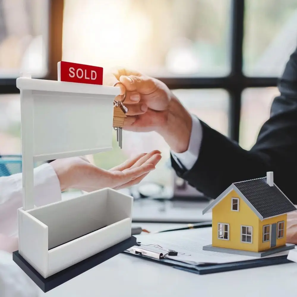 Sold Sign Real Estate Business Card Holder Removable Wood Desktops Card Display Stand Open Design Space Saving