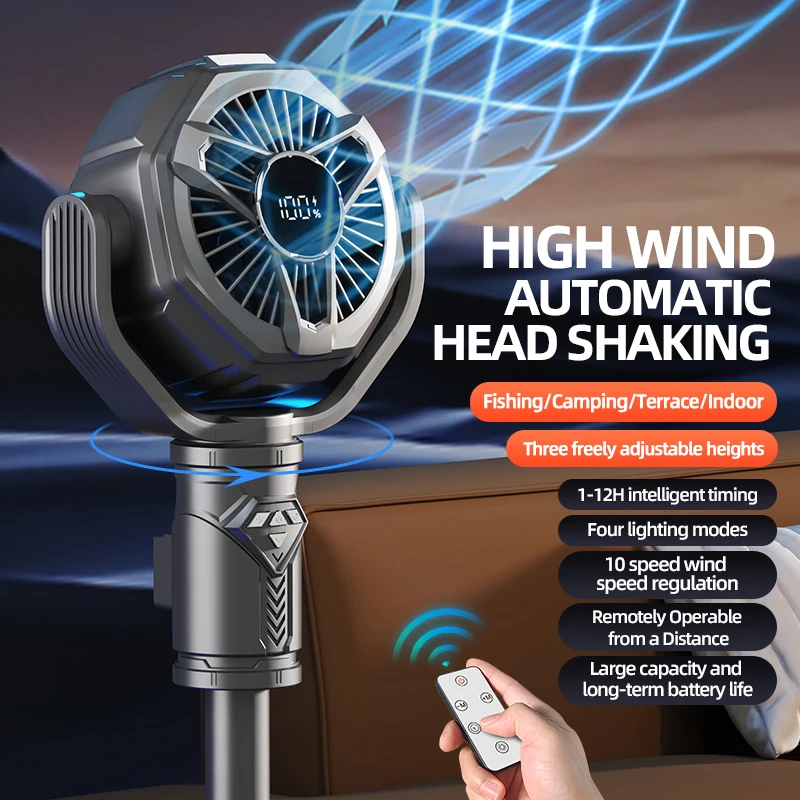 

Вентилятор с циркуляцией воздуха, турбинный вентилятор, 5-ступенчатая регулировка скорости, напольный вентилятор, регулируемая высота, таймер, перезаряжаемый.