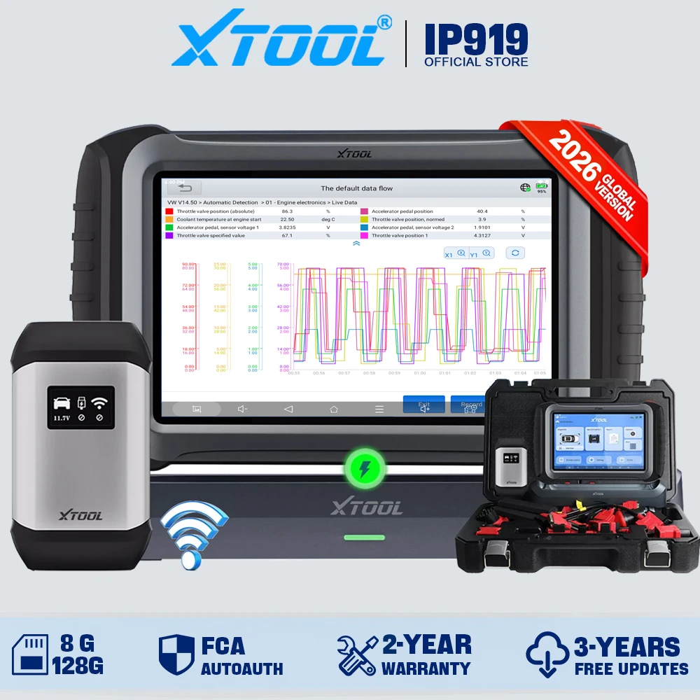 XTOOL IP919 Bluetooth Автомобильный сканер Кодирование ЭБУ 51+ Сброса Автомобильный диагностический инструмент Добавление через/ПОСТ SCAN Топологическая карта DOIP CANFD FCA