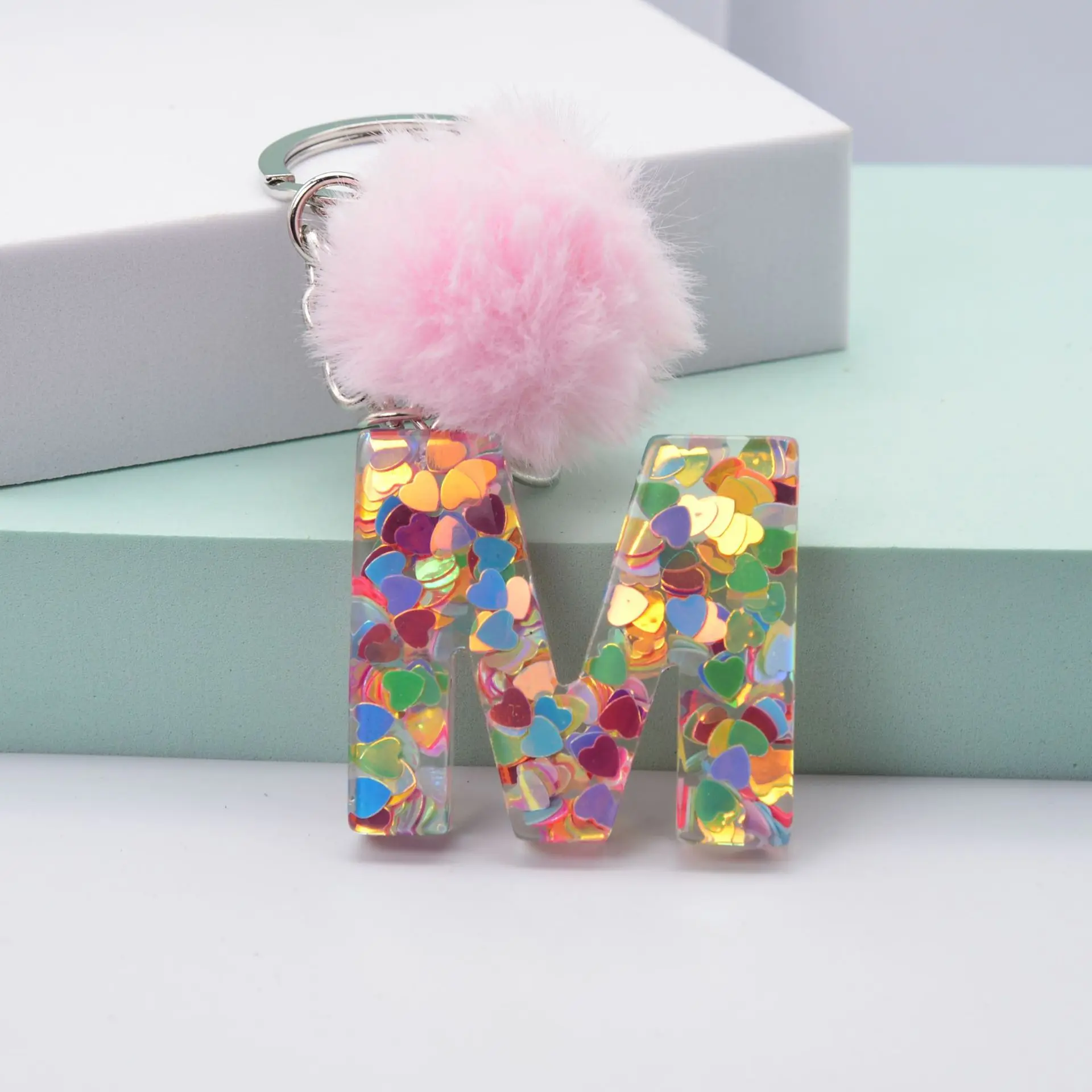 

Makersland Keychains Women Letter Pendant Bag Charm Key Ring Car Keychains Fluffy Fashion Key Rings Charms Plush Cute Keychain