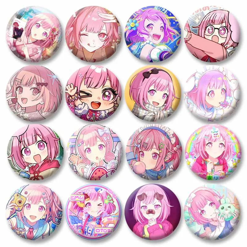Anime Figure Emu Otori Brooch on Backpack Fashion Jewelry Pins Project SEKAI Badge DIY Clothing Hat Accessories Gift for Friends