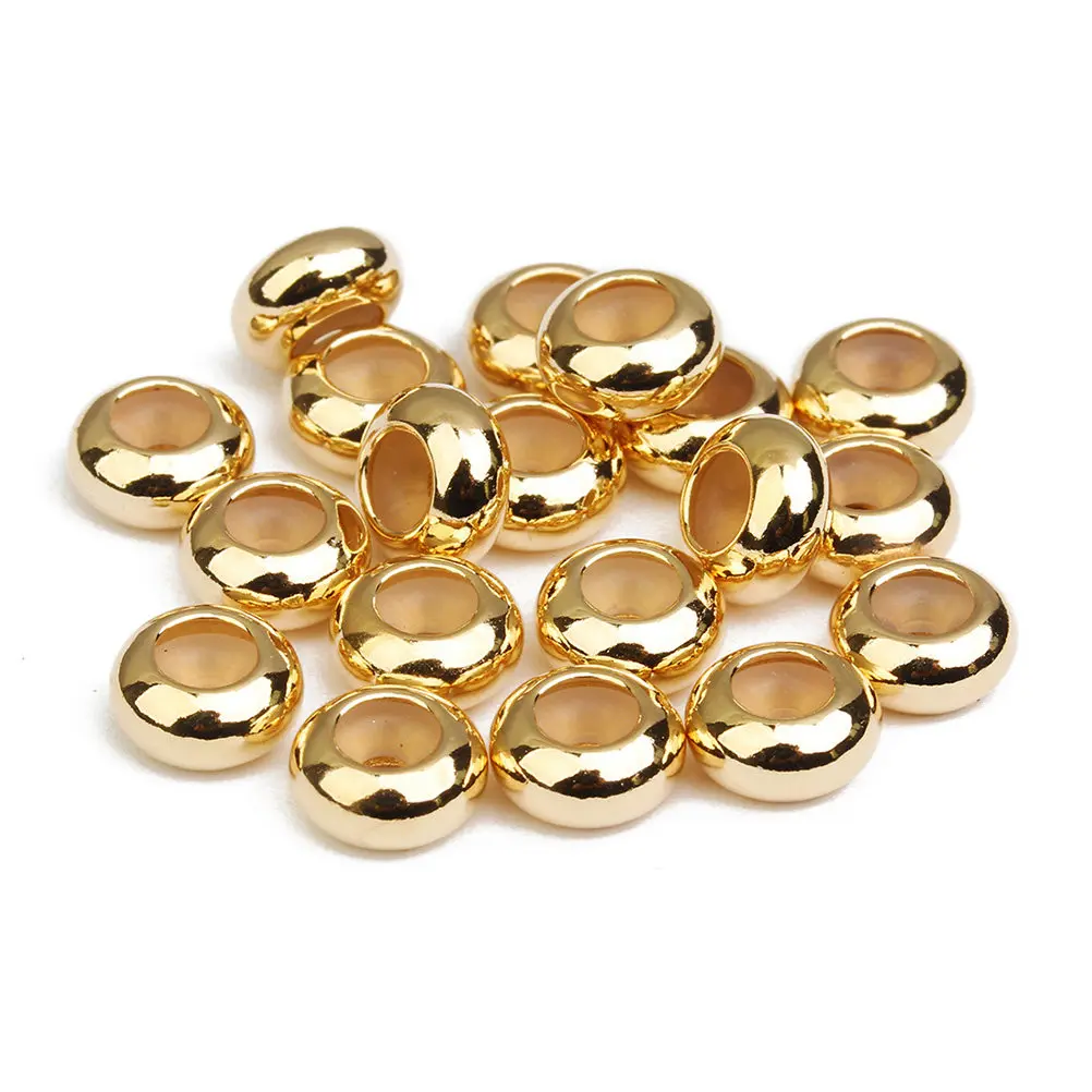 20Pcs DIY Flat Beads Copper Base Silicone Ring Insert Positioning Stopper Spacer Beads Jewelry Making Supplies for Charms