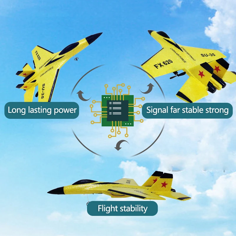 FX620 zdalnie sterowany samochód 2.4G ze światłami LED zdalnie sterowany samolot latający Model szybowca SU-35 zabawki z pianki EPP na prezent dla