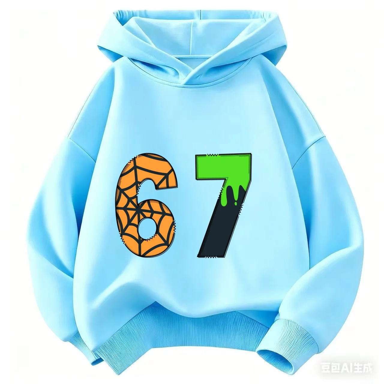 سويت شيرت بقلنسوة للأطفال مطبوع عليه متعة من Viral 67 للخريف/الشتاء، هوديي رياضي عصري ومريح