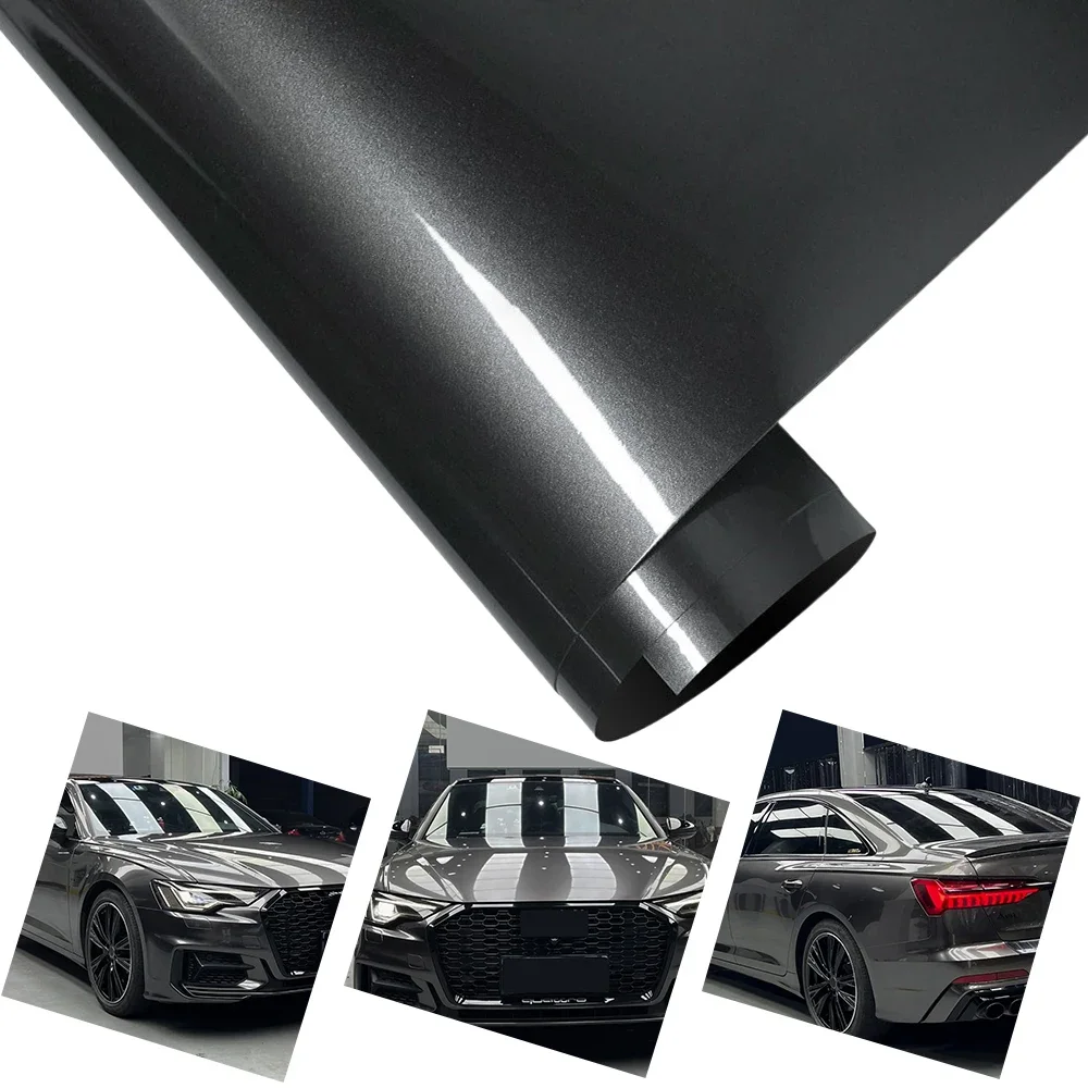 Filme Vinílico Metálico PET Cinza Antracite com Tecnologia de Liberação de Ar para Envelopamento de Carros, Decalque para Decoração de Carro e Acessórios para Motocicletas