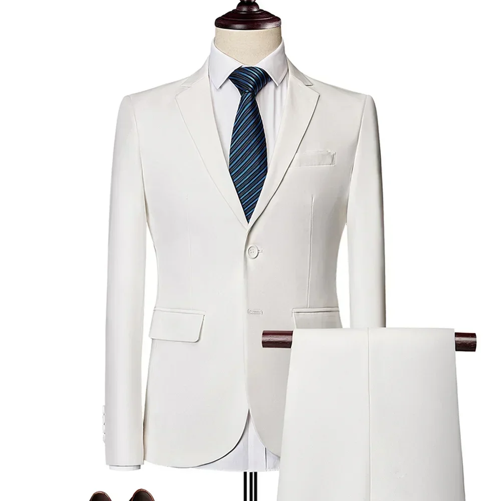 

Blazers Pants Sets 2024 New Fashion Groom Wedding Dress Suits Men's Casual Business 2 Piece Set Suit Jacket Coat Trousers M-6XL