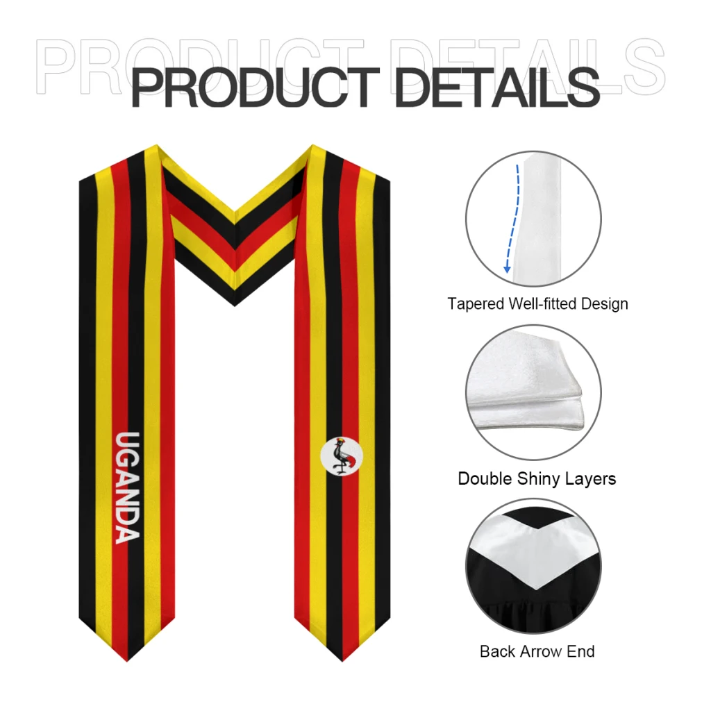 More design Graduation shawl Uganda Flag & United States Flag Stole Sash Honor Study Aboard International Students