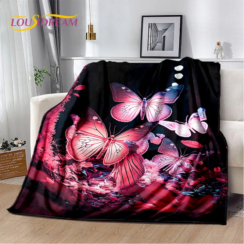 Cartoon Dream Butterfly Flower HD Blanket,Soft Throw Blanket for Home Bedroom Bed Sofa Picnic Travel Office Cover Blanket Kids