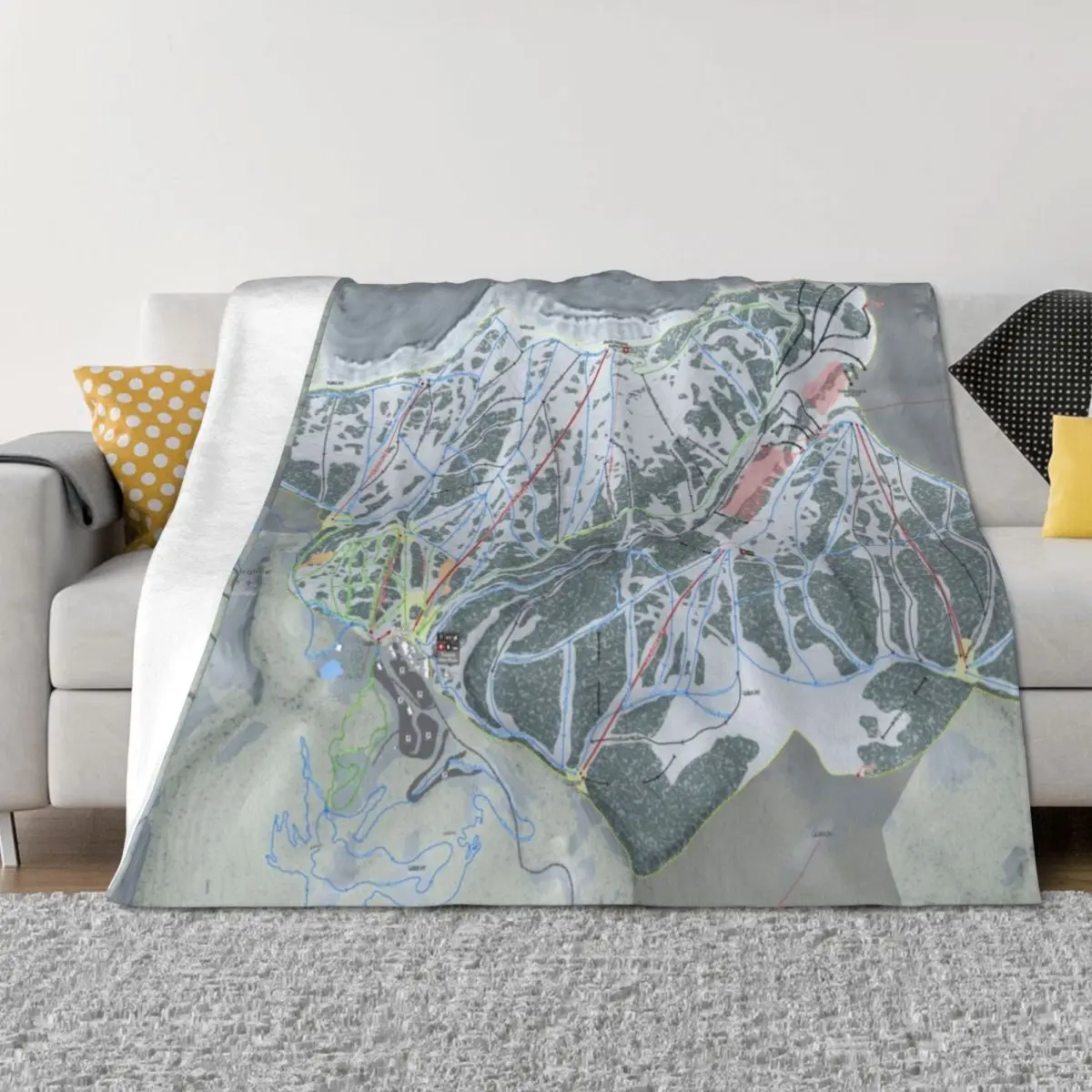 

Grand Targhee Resort Trail Map Throw Blanket halloween Designers Beautifuls Polar Blankets
