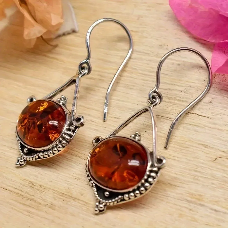 Retro Flower Dangle Drop Earrings Lever Back Closure Boho Floral Earrings for Women Daily Wedding Party Fashion Jewelry