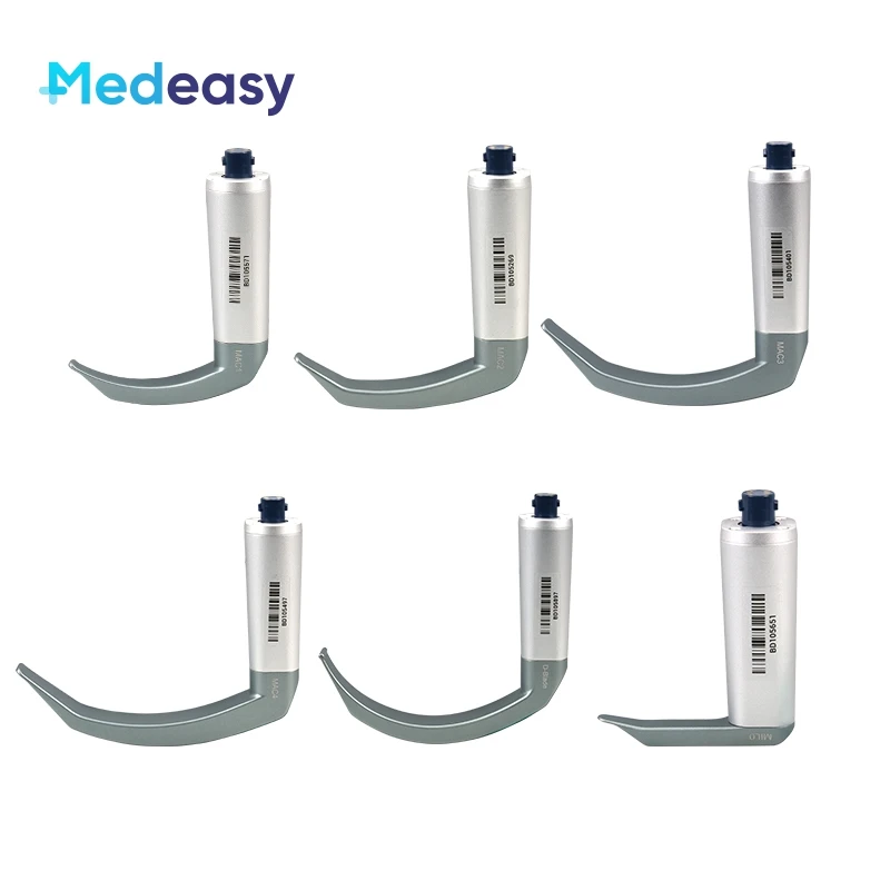 Basdata Portable Reusable Video Laryngoscope Camera Set with 6 Blades for Neonate Pediatric Adult