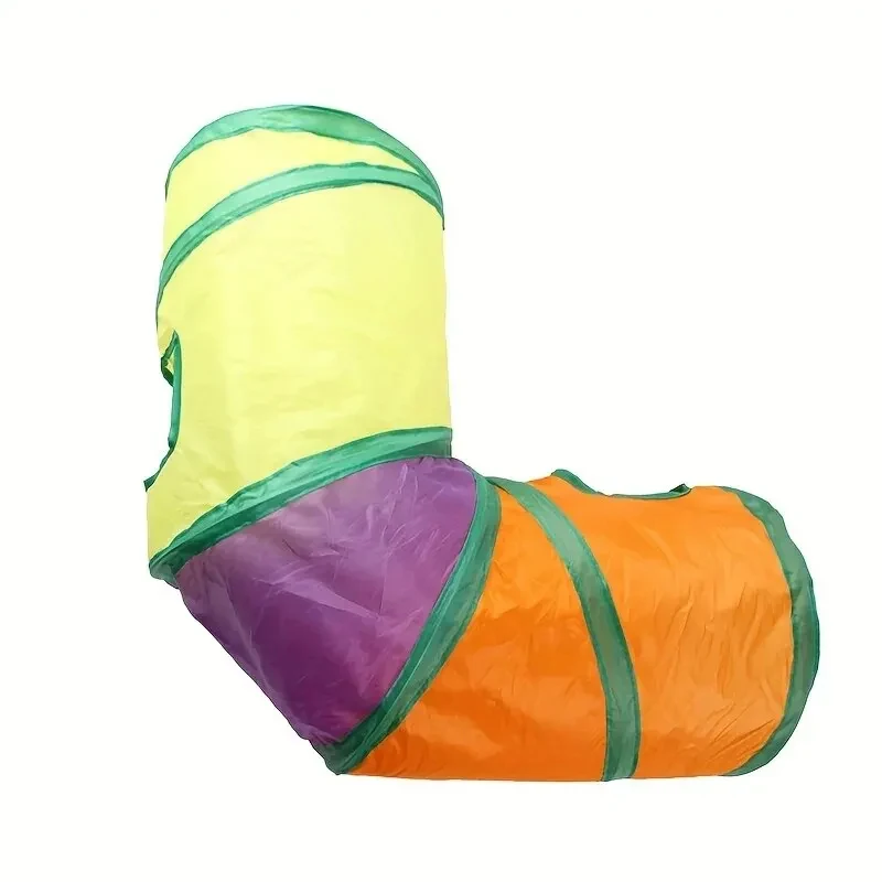 1 Pc Folding Cat Passage Toy Cat Drill Mouth Rainbow Cat Tunnel Color Cat Climb Three-way Roller Dragon Passage Toy